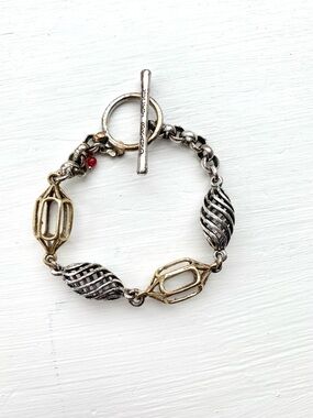 metal silver gold tone toggle Lucky Brand bracelet